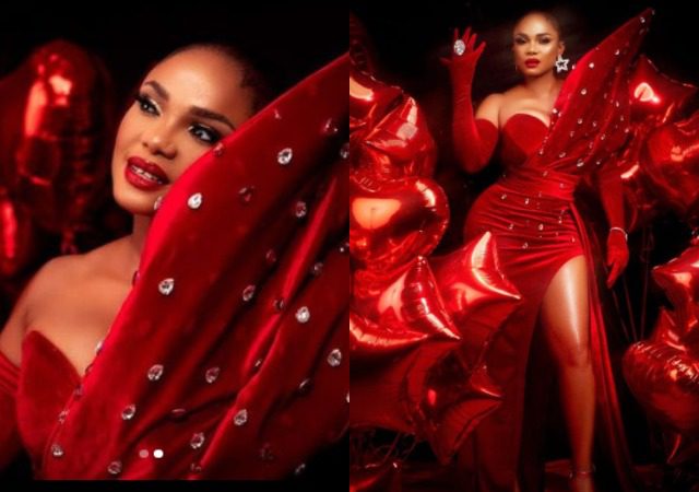 Valentine: Iyabo Ojo Flies 44 Balloons As She Tensions Followers, Slays In Scorching Purple Gown - Sweetloaded Valentine: Iyabo Ojo Flies 44 Balloons As She Tensions Followers, Slays In Scorching Purple Gown