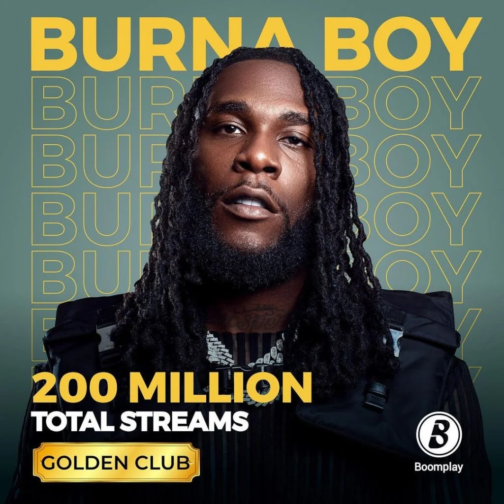 Burna boy makes historical past for hitting 200,000,000+ streams as he receives the first ever duo-golden membership plaque