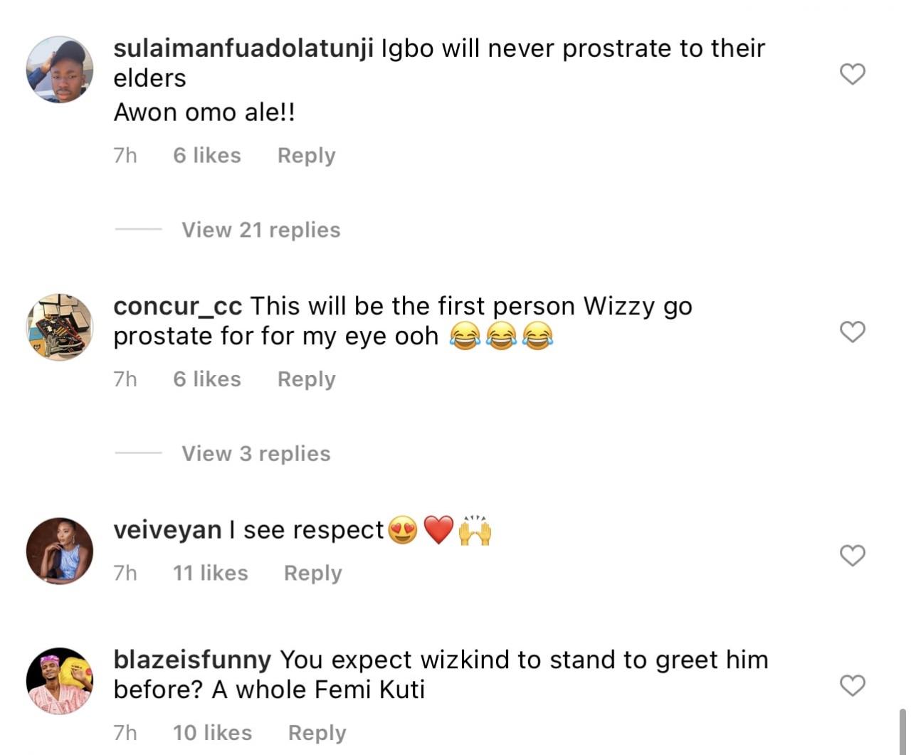 Wizkid-fc and 30bg conflict over wizkid's humble character after he prostrated to greet femi kuti (watch video) - sweetloaded