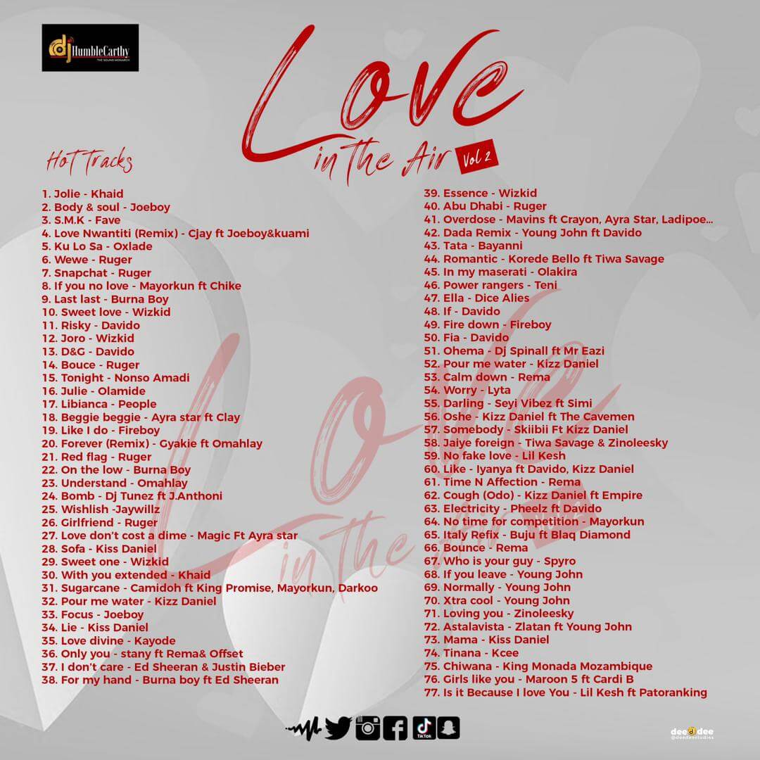 Dj humblecarthy - love in the air vol 2 mixtape
