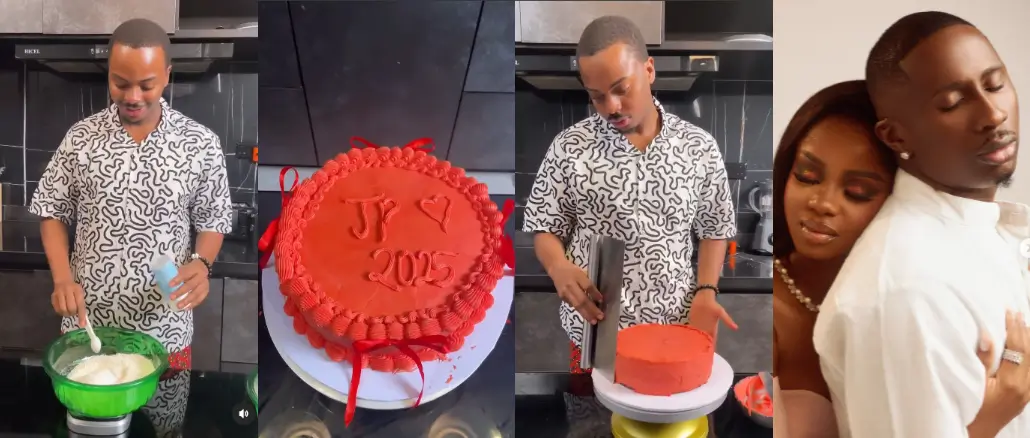 Enioluwa bakes and decorates cake for priscilla’s upcoming wedding, fans reacts